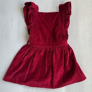 La Coqueta Burgundy Cora Velvet Pinafore, sz 3T